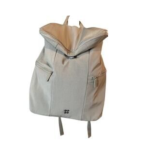 Sweaty Betty Sage Green Backpack Zip Pockets Minimalist Gym Travel Bag